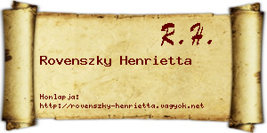 Rovenszky Henrietta névjegykártya